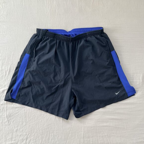 Nike Dri-Fit 7" Shorts, Men's Large, Black/Blue - Picture 1 of 3